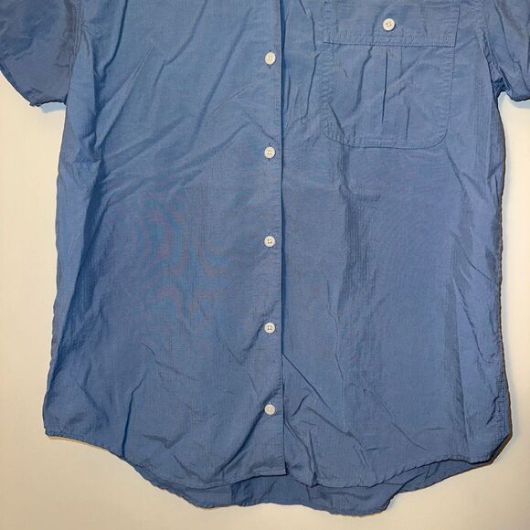 L.L. Bean Traveler Women’s Collared Button Short Sleeve Shirt Blue Small EUC - Picture 2 of 11